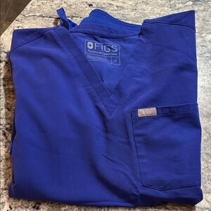 Figs Royal Blue V-Neck Scrub Top